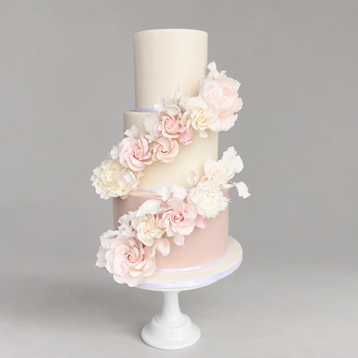 Blush Rose Monogram Wedding Cake — 3 cake tiers