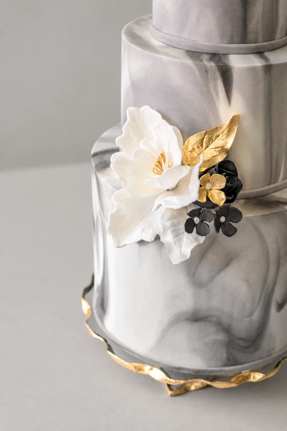 Grey Marble Wedding Cake — 3 cake tiers