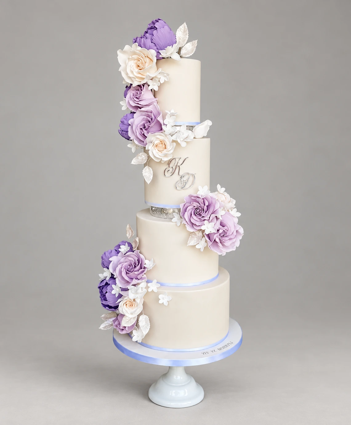 Lilac Rose Cascade Wedding Cake — 4 cake tiers